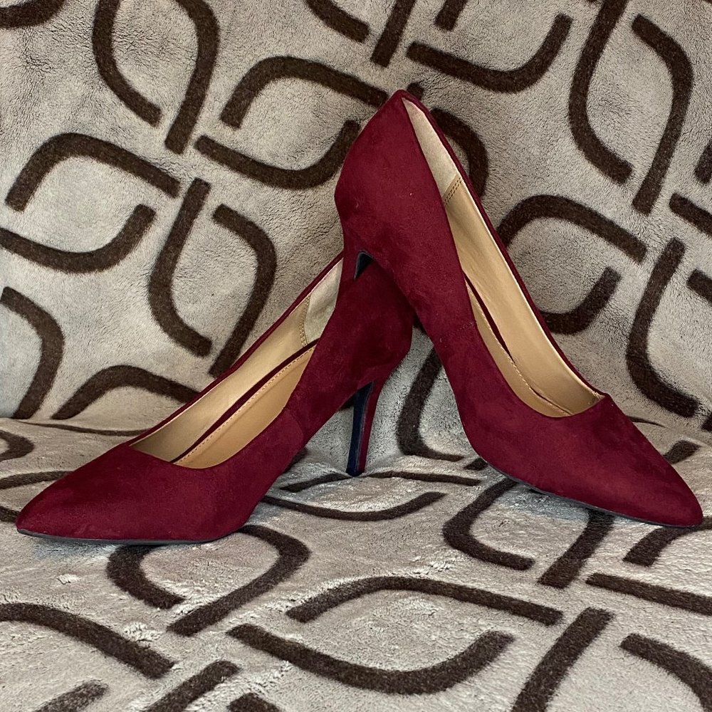 Red Suede Heels Size 7.5